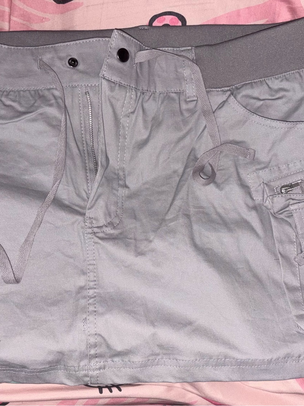 Women’s Light Gray Utility Skirt with Drawstring Waist